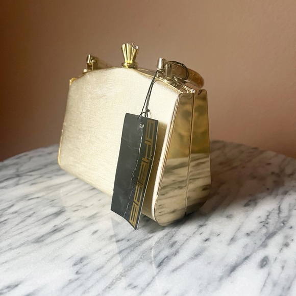 New Gold Sasha Fabiani mini handheld/ crossbody bag - Picture 5 of 13